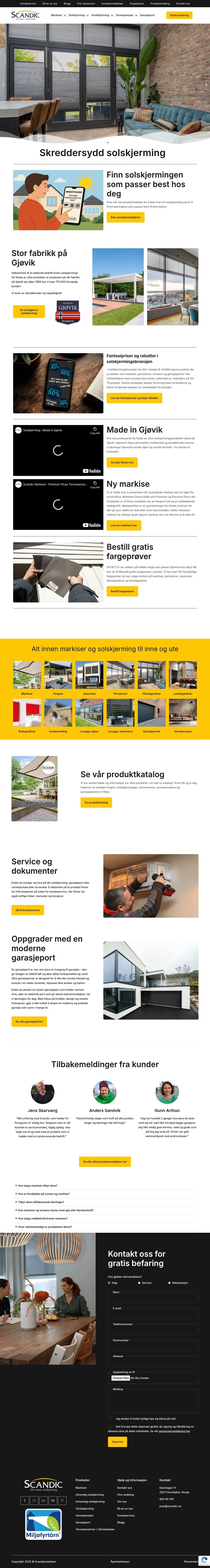 Skjermbilde av Scandic Markiser